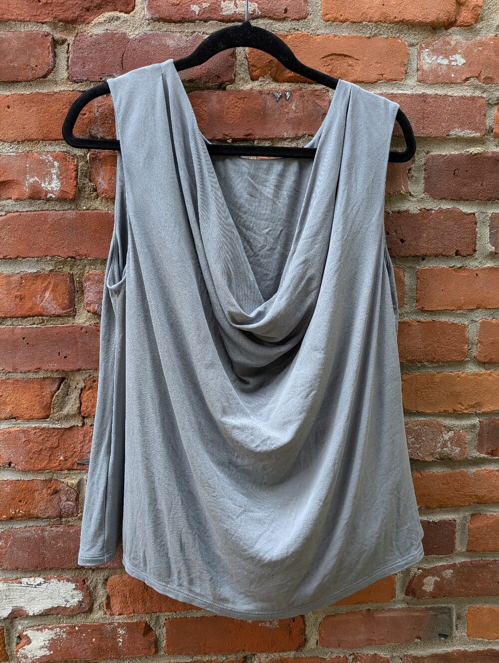 Eileen Fisher Cowl Neck/ Back Top Size Large Gray